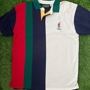 Atlanta 1996 Olympics Colorblock Polo Shirt with Embroidered Logo Size Medium